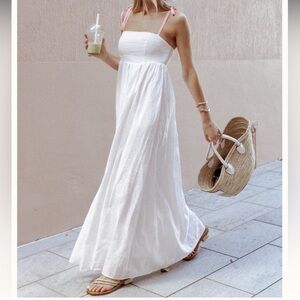 Petal & Pup Odessa White Cotton Eyelet Maxi Dress New!